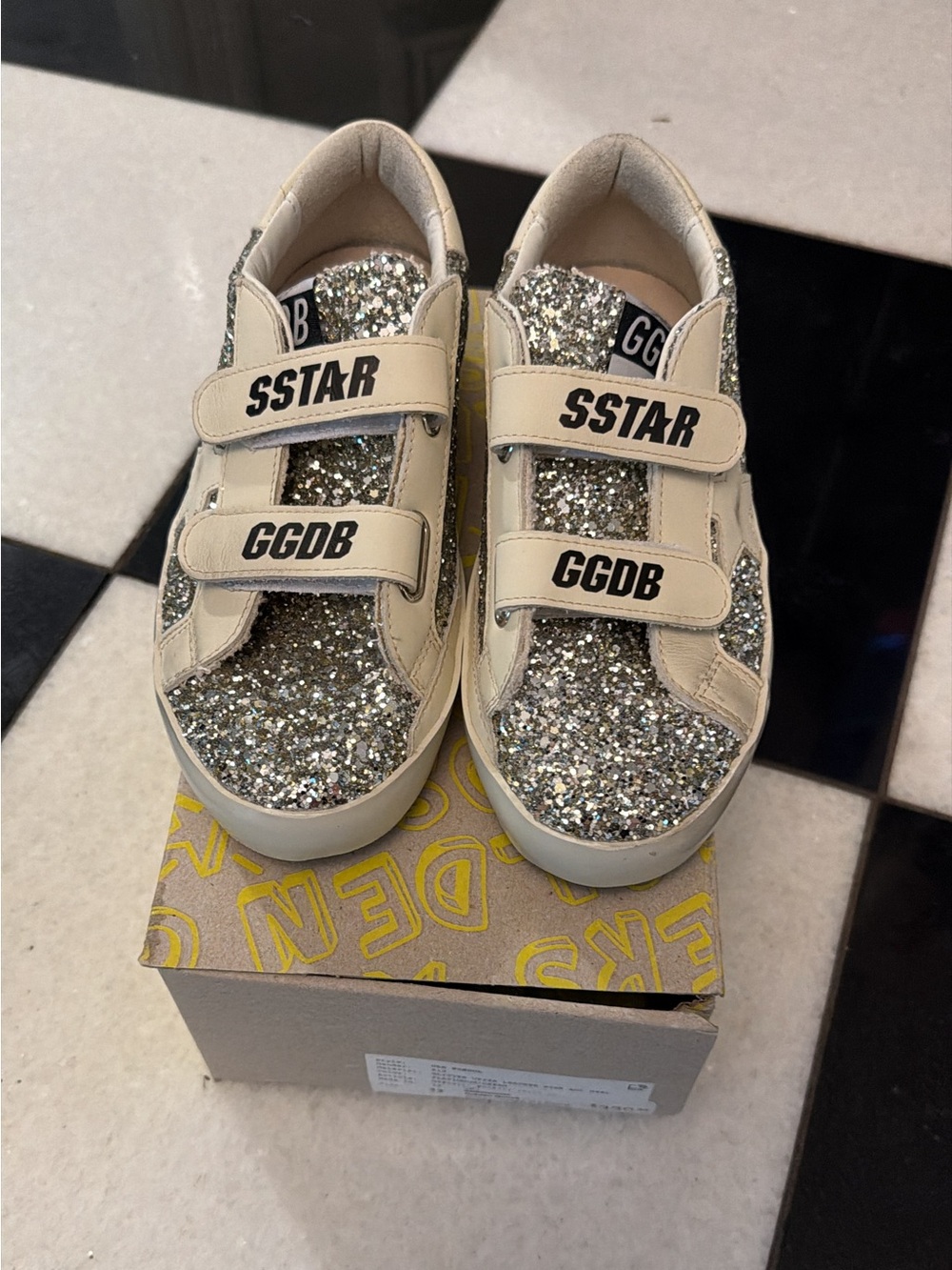 GGDB SSTAR Kids Glitter Velcro Sneakers - gold